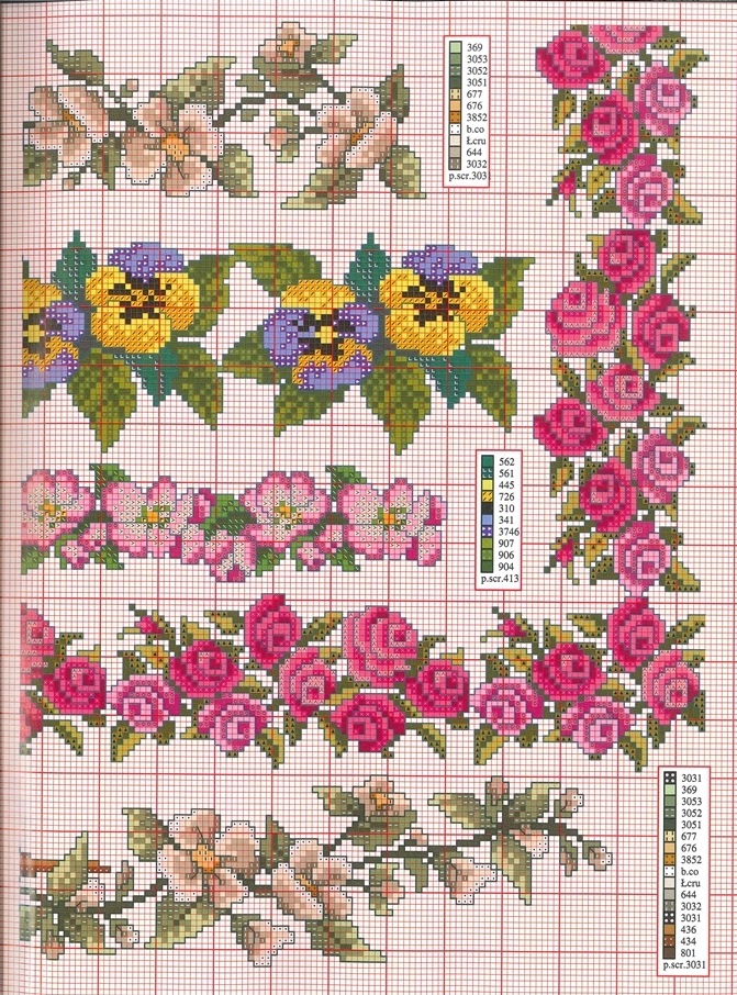 schema punto croce gratuito- fiori, rose, margherite e ghirlande (1)